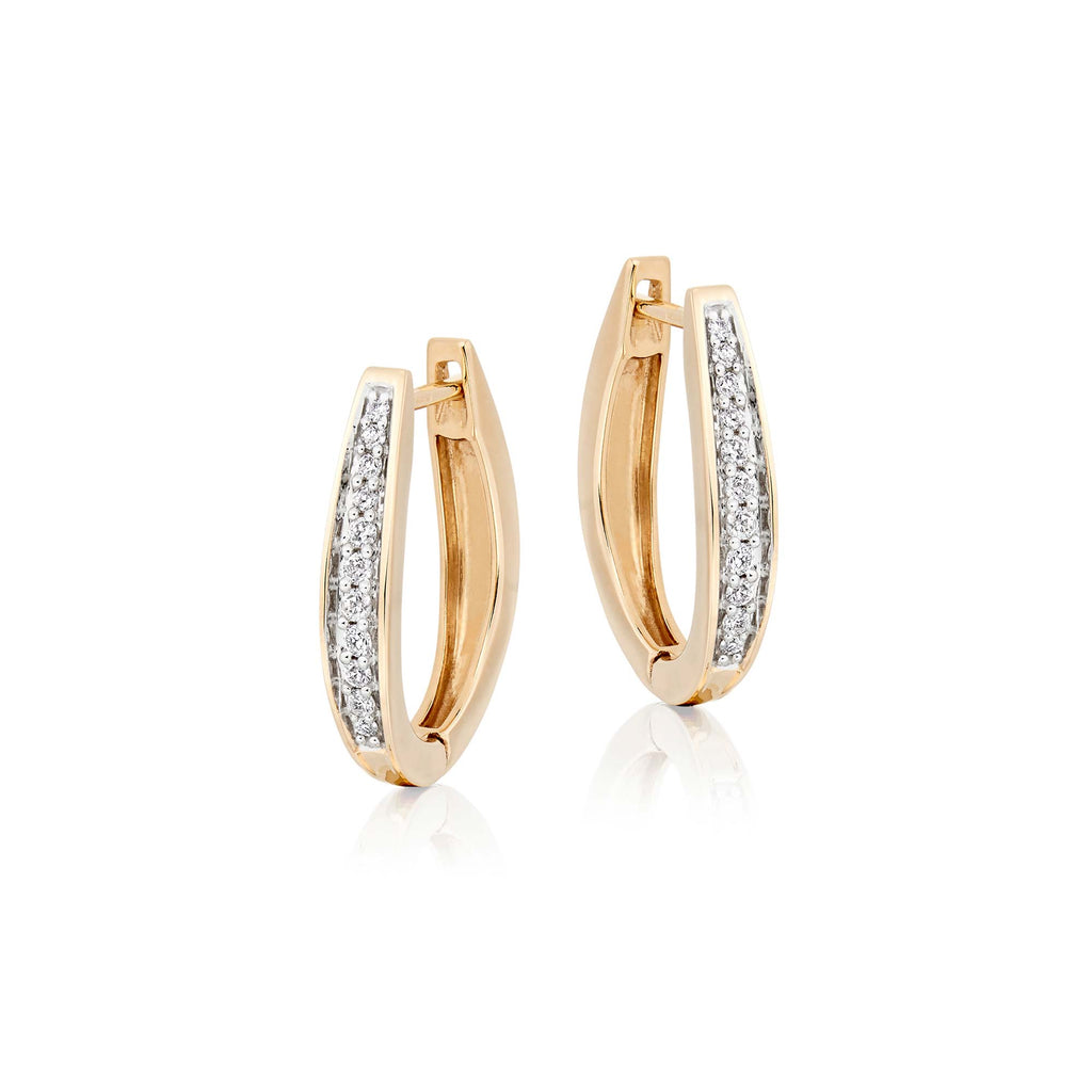Gradualting 0.25ct diamond hoop earrings in 9K yellow gold