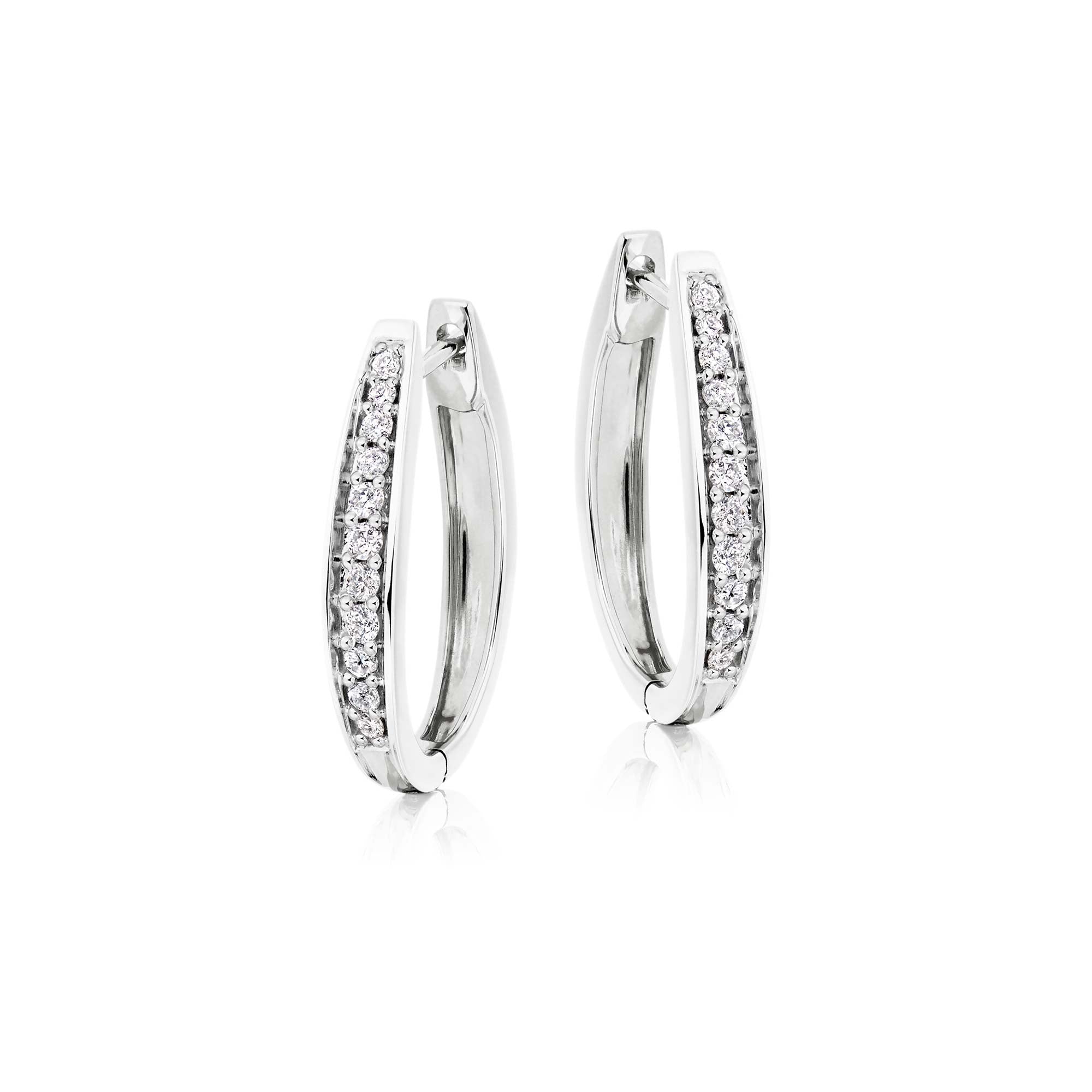 Gradualting 0.40ct diamond hoop earrings in 9K white gold