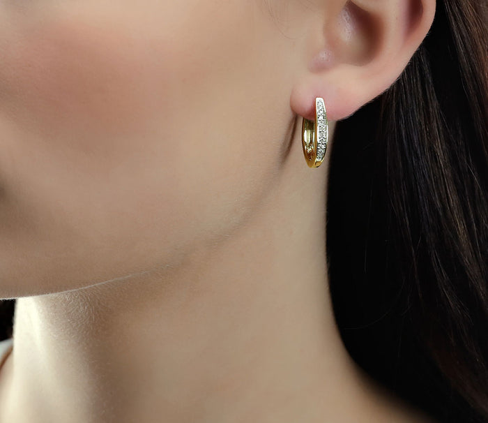 Diamond Hoop Earrings 0.25ct Graduating Diamond Hoops 9K Yellow Gold