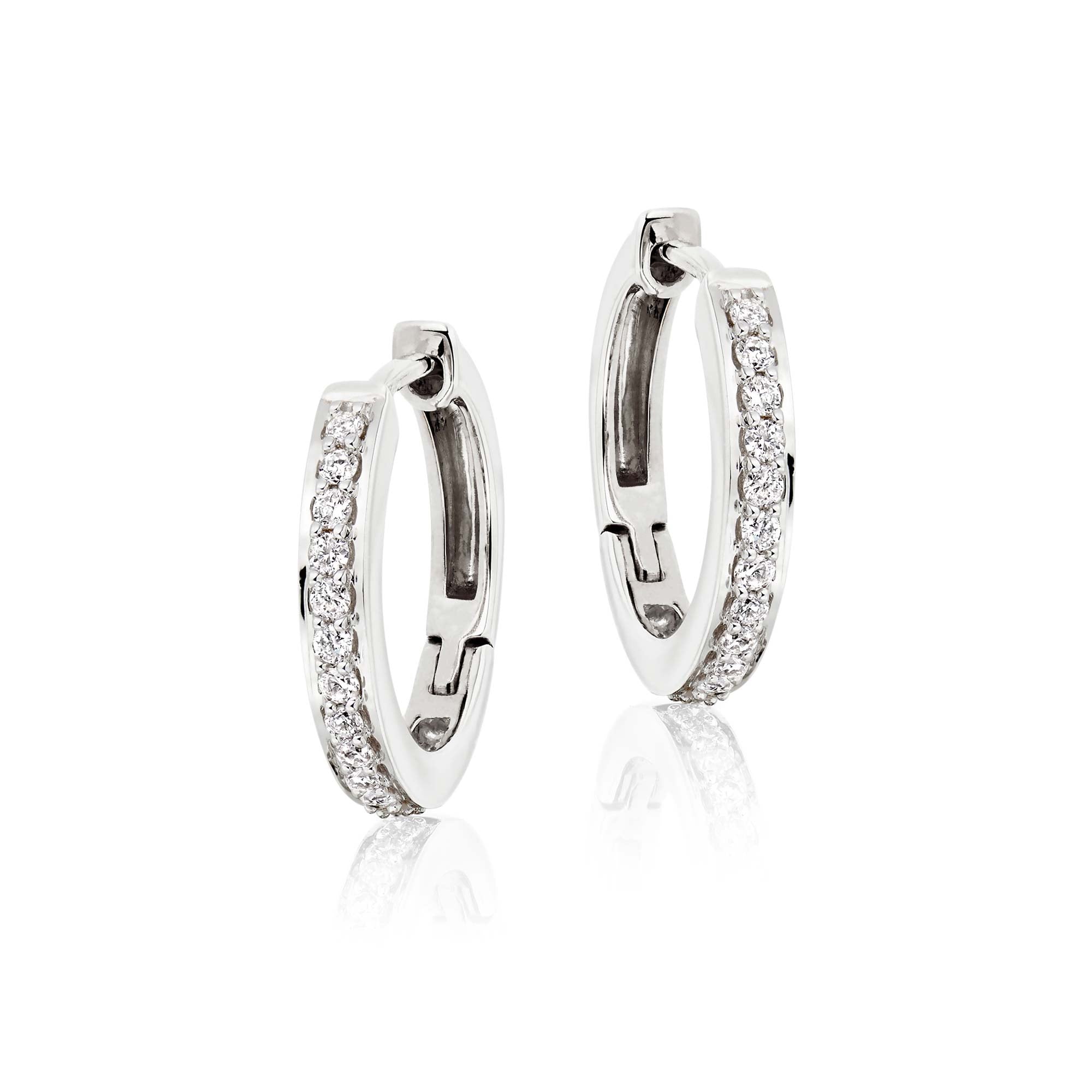 Elevated diamond 0.25ct hoop earrings in 18K white gold 