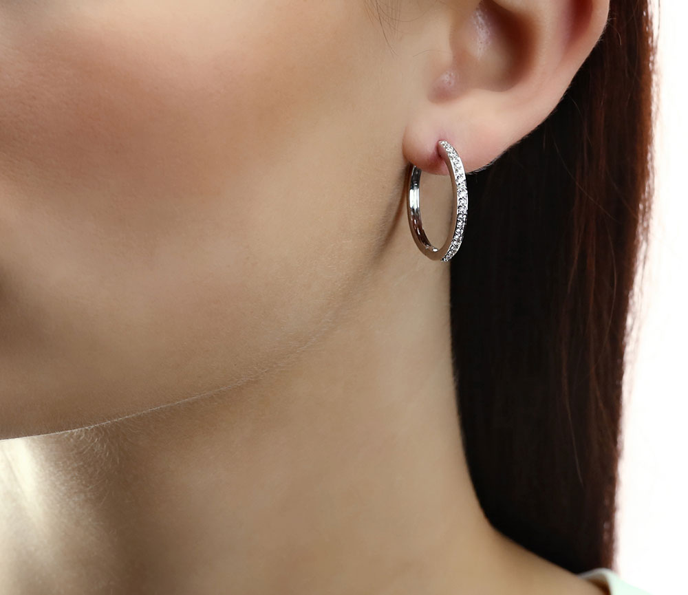 Elevated diamond 0.40ct hoop earrings in 9K white gold