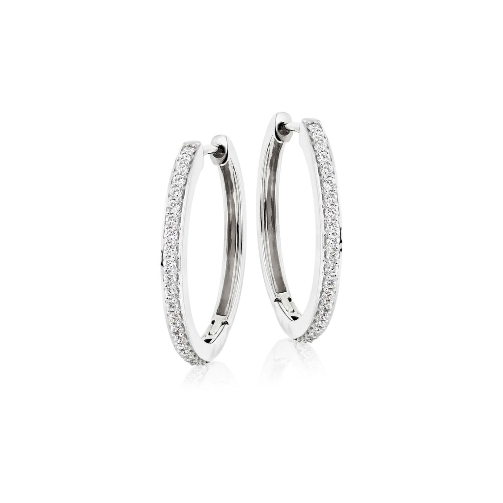 Elevated diamond 0.40ct hoop earrings in 9K white gold