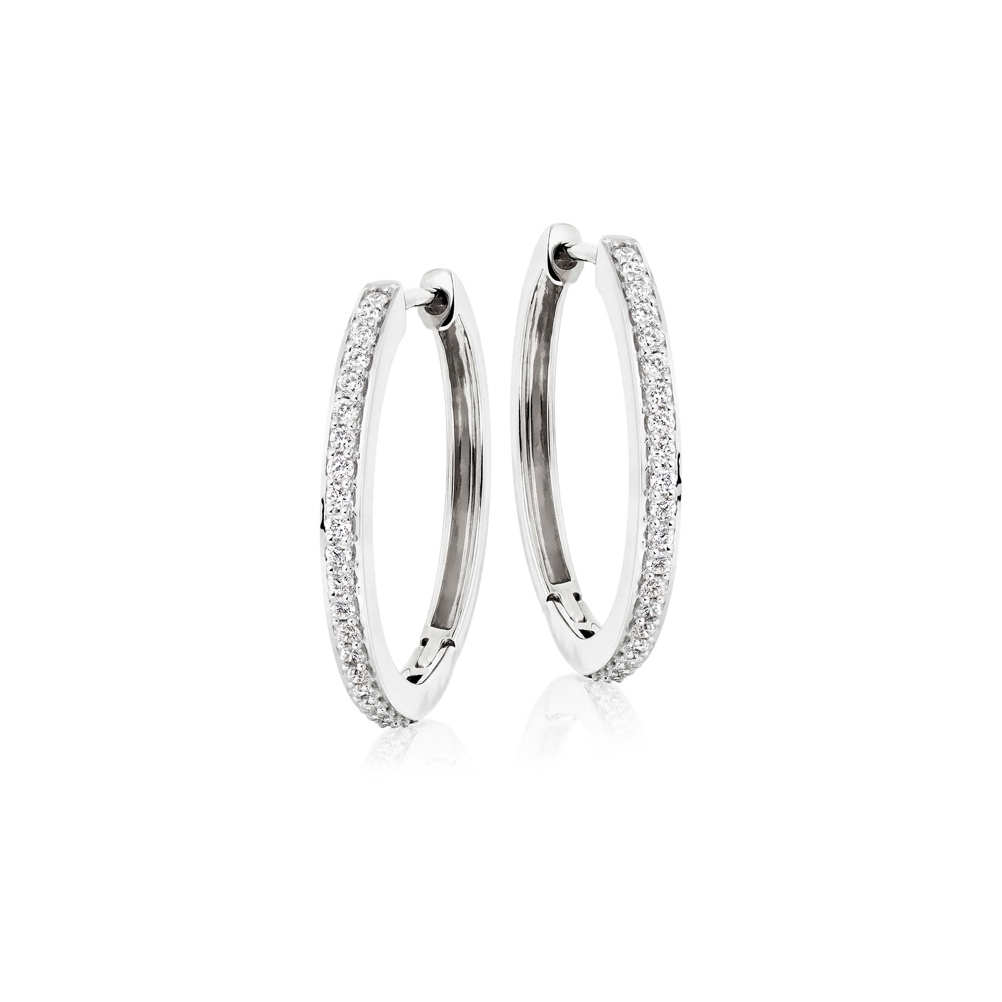 Elevated diamond 0.40ct hoop earrings in 9K white gold