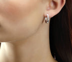 Wave 0.25ct diamond hoop earrings in 9K white gold