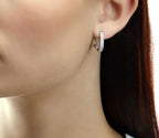 Twin line 0.40ct diamond earrings in 18K white gold