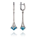 long dangle earrings for women in 925 sterling silver with sky blue stones