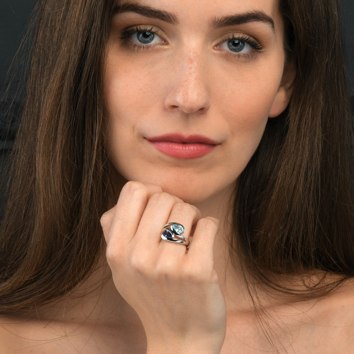 Iolite and Blue Topaz Ring in Sterling Silver
