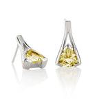 Trillion Cut Lemon Quartz Stud Earrings in Sterling Silver