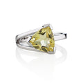 Sterling Silver Ring with a Trillion Cut Lemon Quartz Gemstone