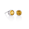 Bezel Set Citrine Stud Earrings in Sterling Silver