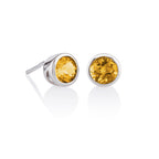 Bezel Set Citrine Stud Earrings in Sterling Silver