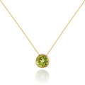 Bezel Set Peridot Pendant Necklace in Gold Plated Sterling Silver