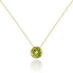 Bezel Set Peridot Pendant Necklace in Gold Plated Sterling Silver