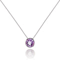 Bezel Set Amethyst Pendant Necklace in Sterling Silver