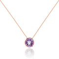 Bezel Set Amethyst Pendant Necklace in Rose Gold Plated Sterling Silver