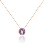 Bezel Set Amethyst Pendant Necklace in Rose Gold Plated Sterling Silver