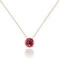 Bezel Set Rhodolite Pendant Necklace in Rose Gold Plated Sterling Silver