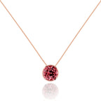 Bezel Set Rhodolite Pendant Necklace in Rose Gold Plated Sterling Silver