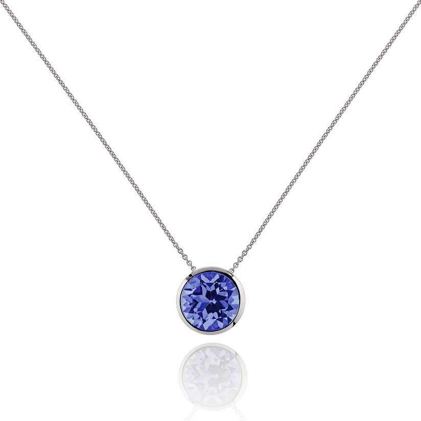 Bezel Set Iolite Pendant Necklace in Sterling Silver