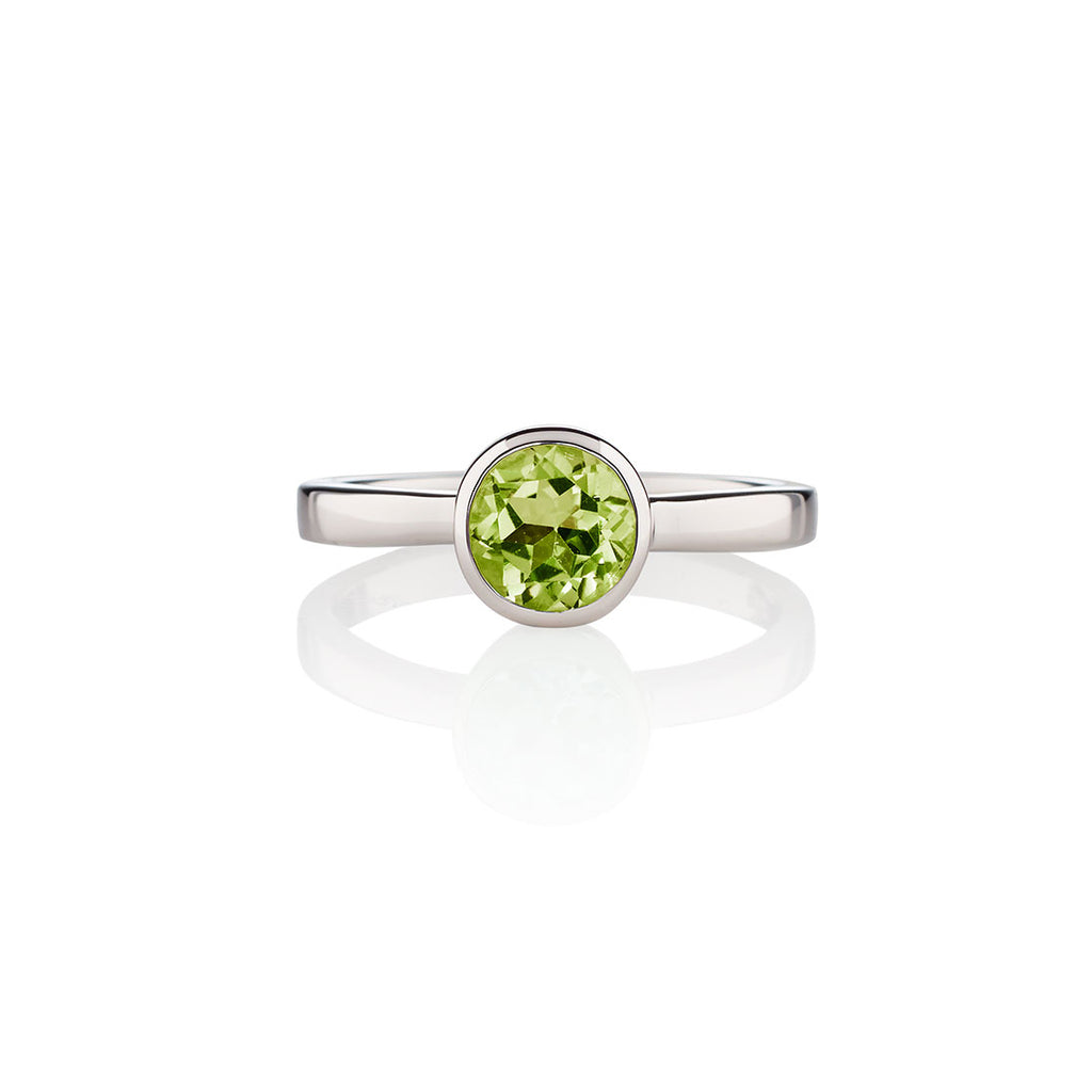 Bezel Set Peridot Ring in Sterling Silver