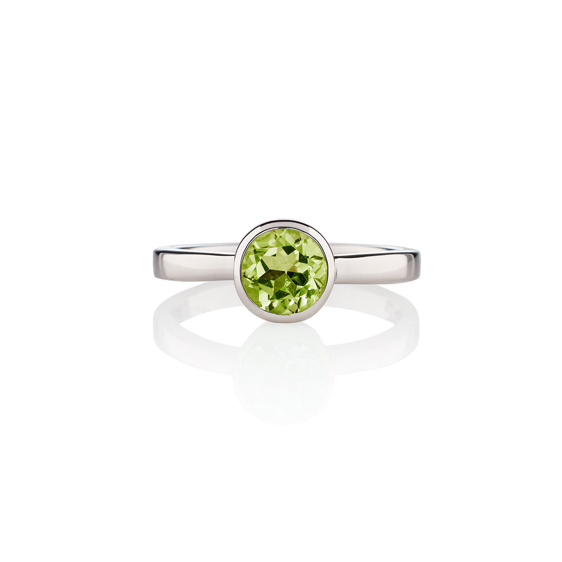 Bezel Set Peridot Ring in Sterling Silver