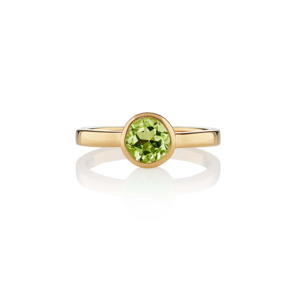 Bezel Set Peridot Ring in Gold Plated Sterling Silver