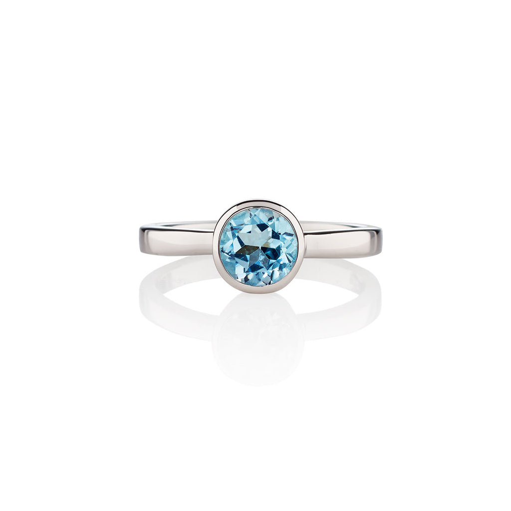Bezel Set Blue Topaz Ring in Sterling Silver