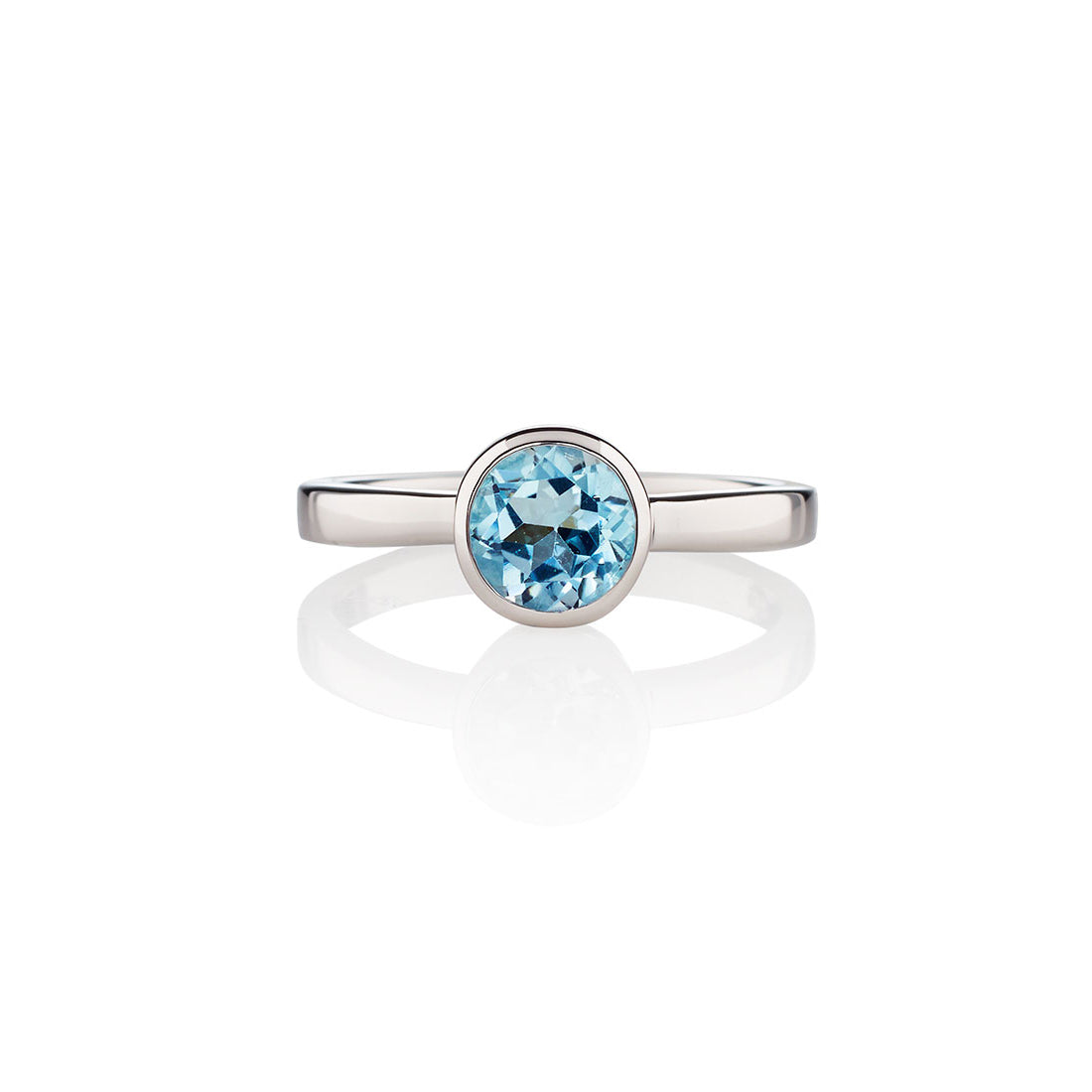Bezel Set Blue Topaz Ring in Sterling Silver