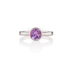 Bezel Set Amethyst Ring in Sterling Silver