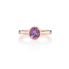 Bezel Set Amethyst Ring in Rose Gold Plated Sterling Silver