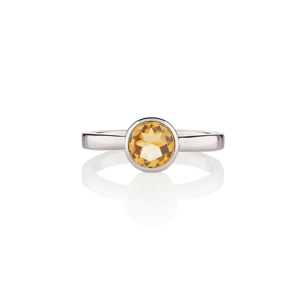 Bezel Set Citrine Ring in Sterling Silver