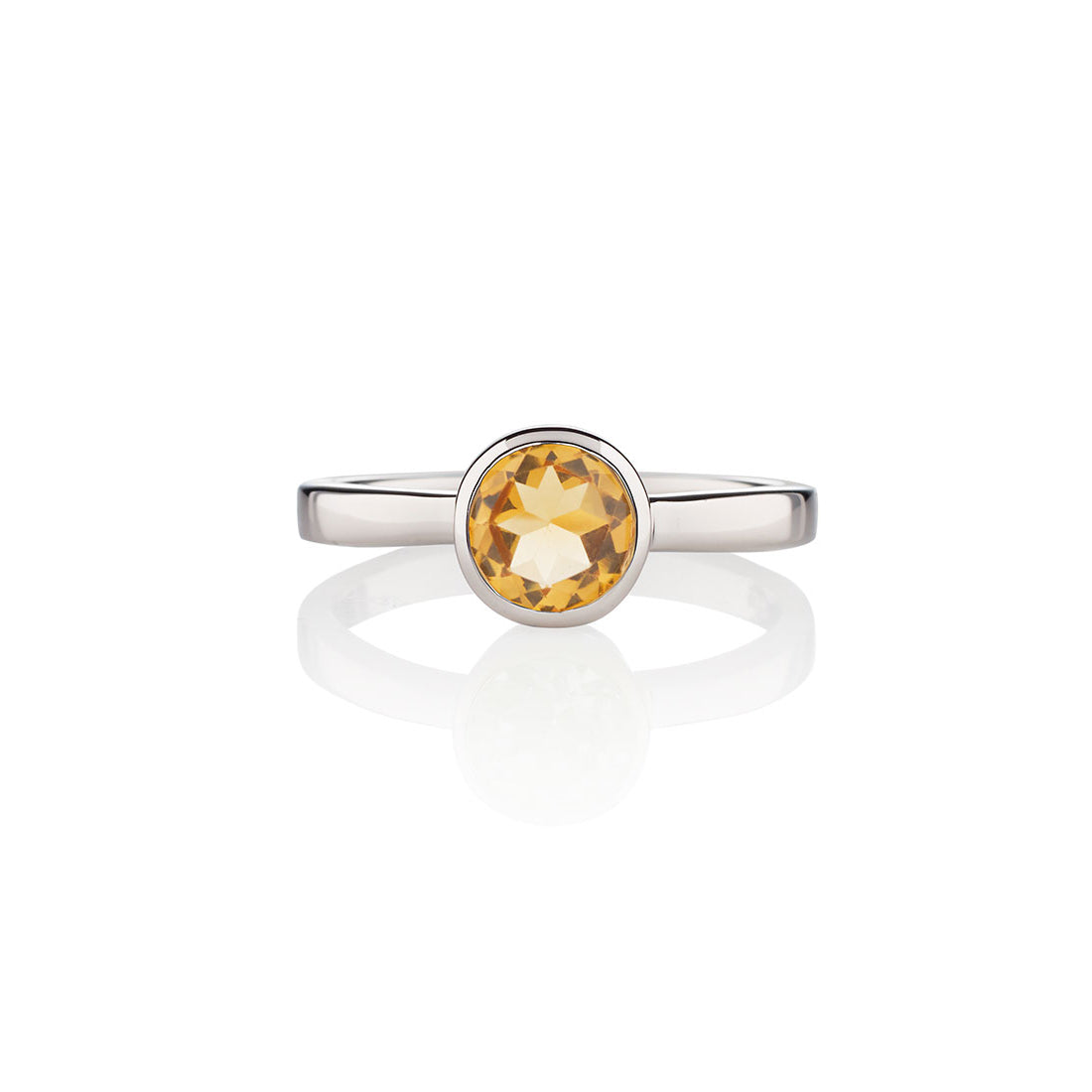 Bezel Set Citrine Ring in Sterling Silver
