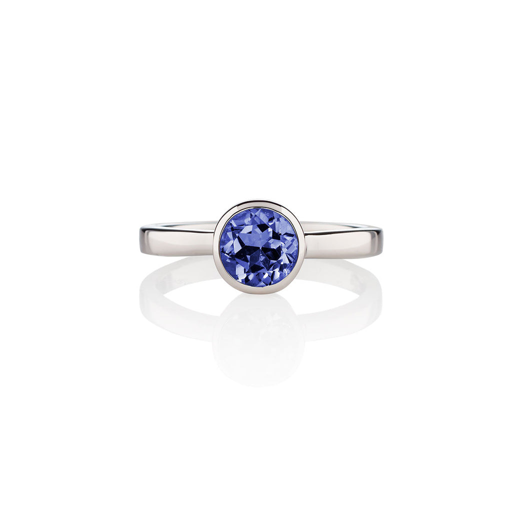 Bezel Set Iolite Ring in Sterling Silver