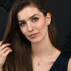 Marquise Shaped Blue Topaz Pendant Necklace in Sterling Silver