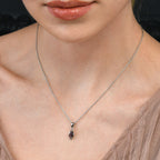 Marquise Shaped Garnet Pendant Necklace in Sterling Silver