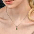 Marquise Shaped Peridot Pendant Necklace in Sterling Silver