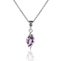 Marquise Shaped Amethyst Pendant Necklace in Sterling Silver