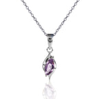 Marquise Shaped Amethyst Pendant Necklace in Sterling Silver