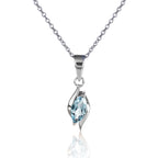 Marquise Shaped Blue Topaz Pendant Necklace in Sterling Silver
