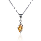 Marquise shaped natural citrine pendant necklace in 925 Sterling Silver