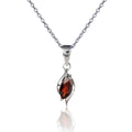 Marquise Shaped Garnet Pendant Necklace in Sterling Silver