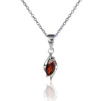 Marquise Shaped Garnet Pendant Necklace in Sterling Silver