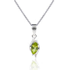 Marquise Shaped Peridot Pendant Necklace in Sterling Silver