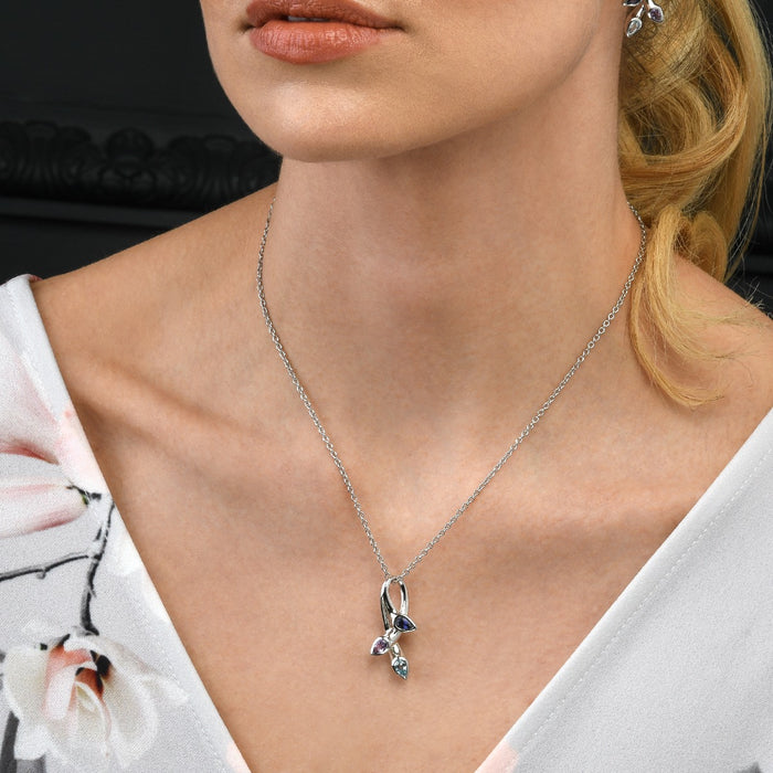 Sterling Silver Necklace with Amethyst, Blue Topaz and Iolite Gemstones