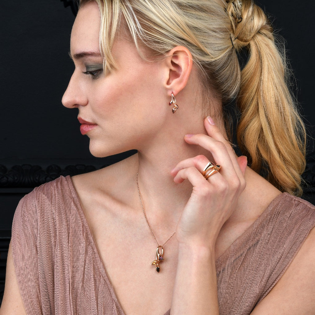 Rose Gold Vermeil Earrings with Smoky Quartz