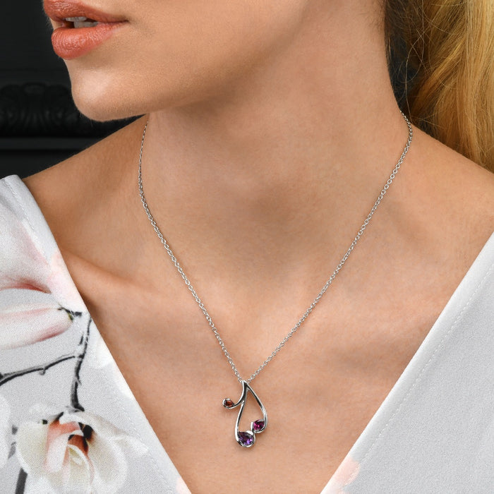 Rhodolite, Amethyst and Garnet Necklace in Sterling Silver