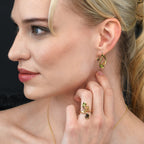  Citrine and Smoky Quartz Gold Vermeil Ring in Silver 