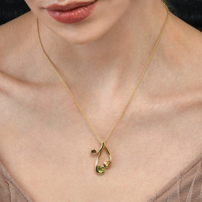 Peridot, Citrine and Smoky Quartz Gold Vermeil Necklace