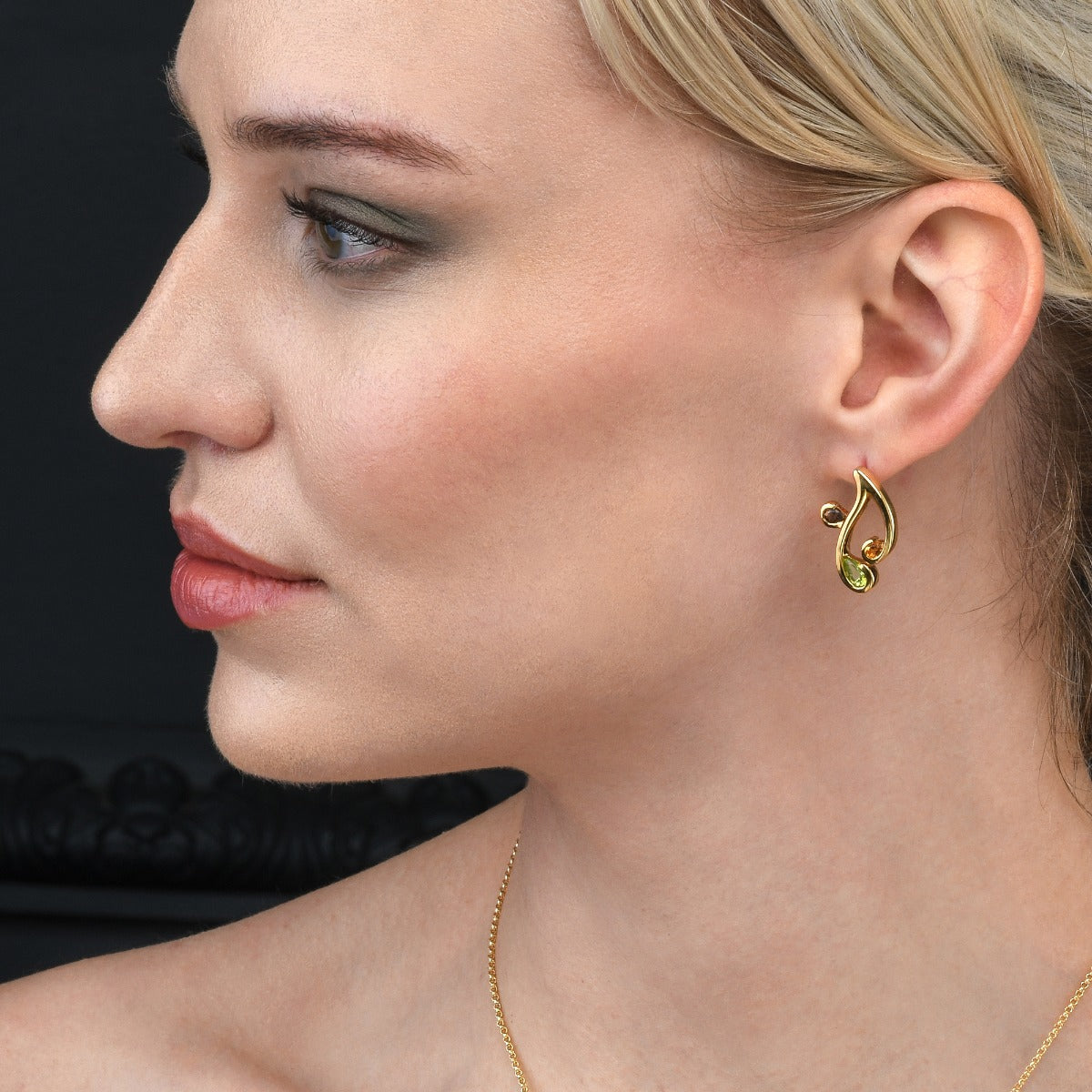  Citrine and Smoky Quartz Gold Vermeil Earrings