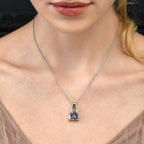 Trillion Cut Amethyst Pendant Necklace in Sterling Silver
